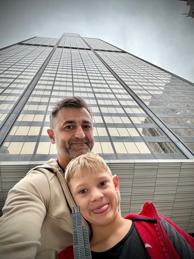 Timothy and son exploring the city